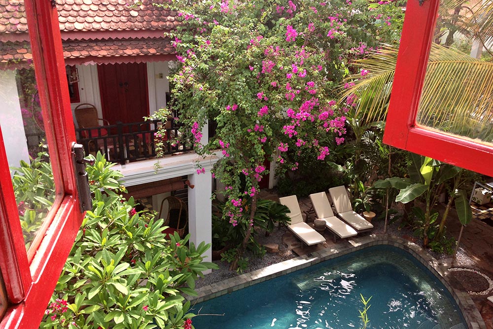 The Golden Banana Hotel in Siem Reap, Cambodia - Pool View from Room.