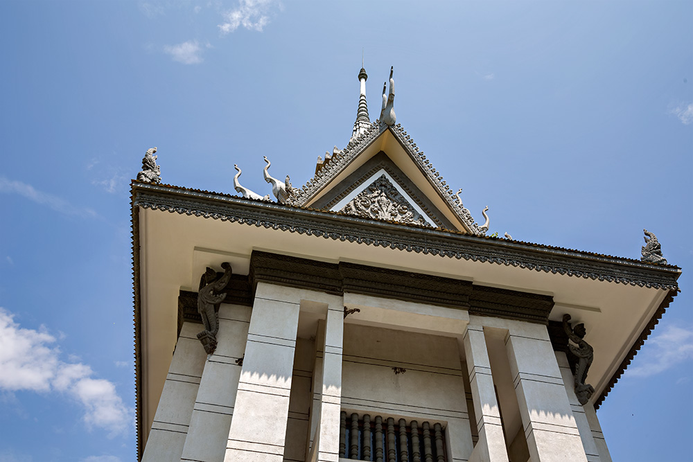 The stupa in the center of the Killing Fields of Choeung Ek in Phnom Penh, Cambodia.