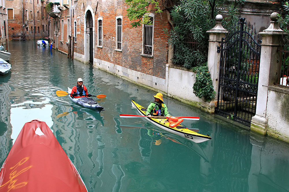 A Kayak Ride through the canals of Venice, Italy.