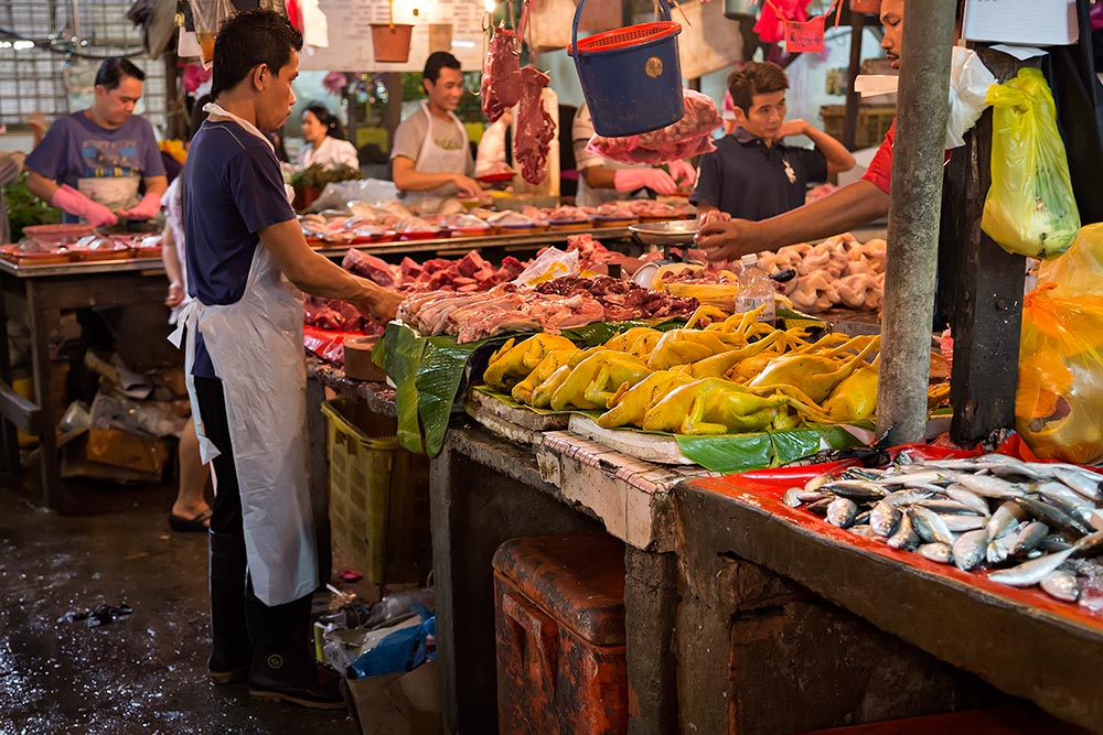 The meat market section of Chow Kit market in Kuala Lumpur.