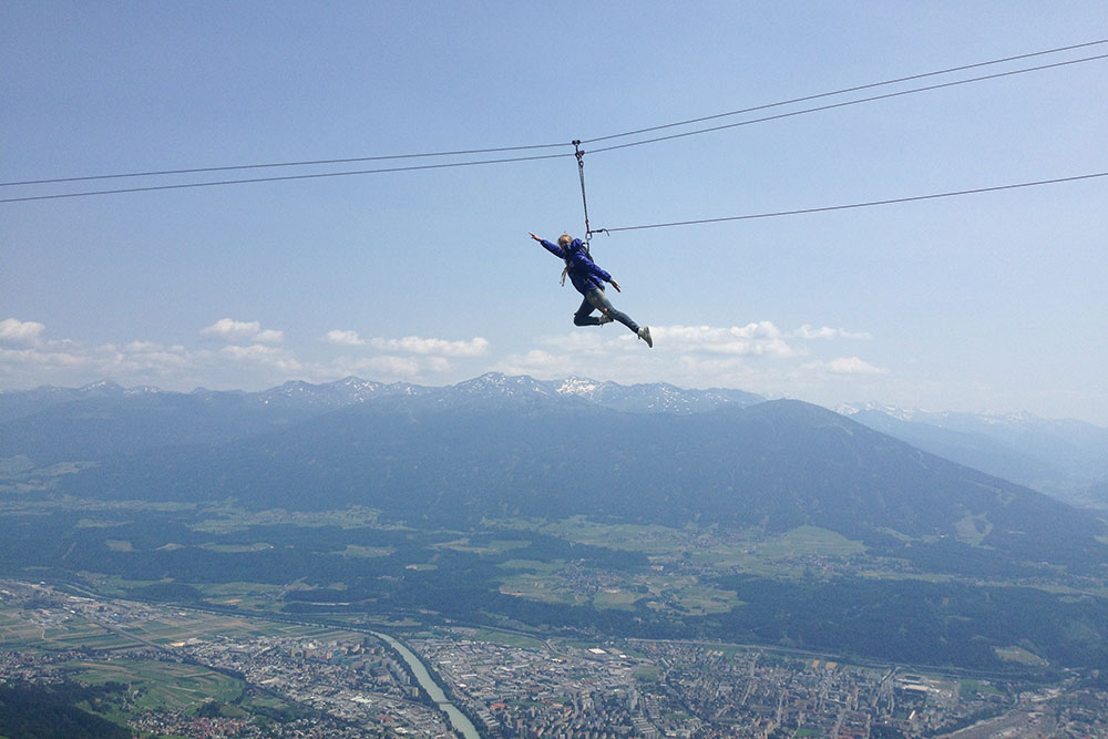 Last Sunday at Seegrube - Flying fox at 2000 metres just above Innsbruck.