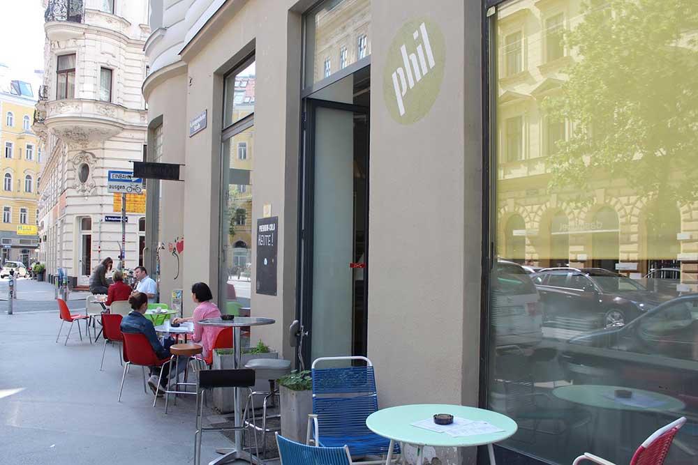 Outside Café Phil, Vienna.