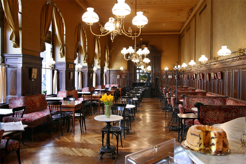Inside Café Sperl in Vienna.