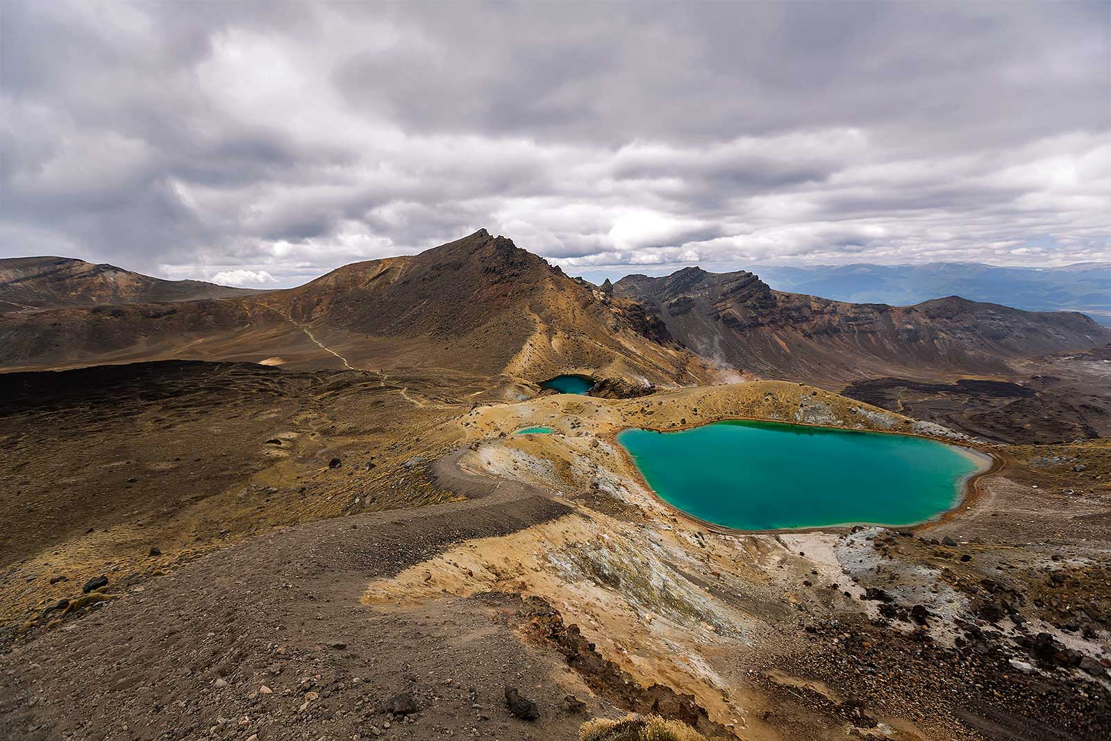 Emerald Lakes during the Tongariro Alpine Crossing, New Zealand.