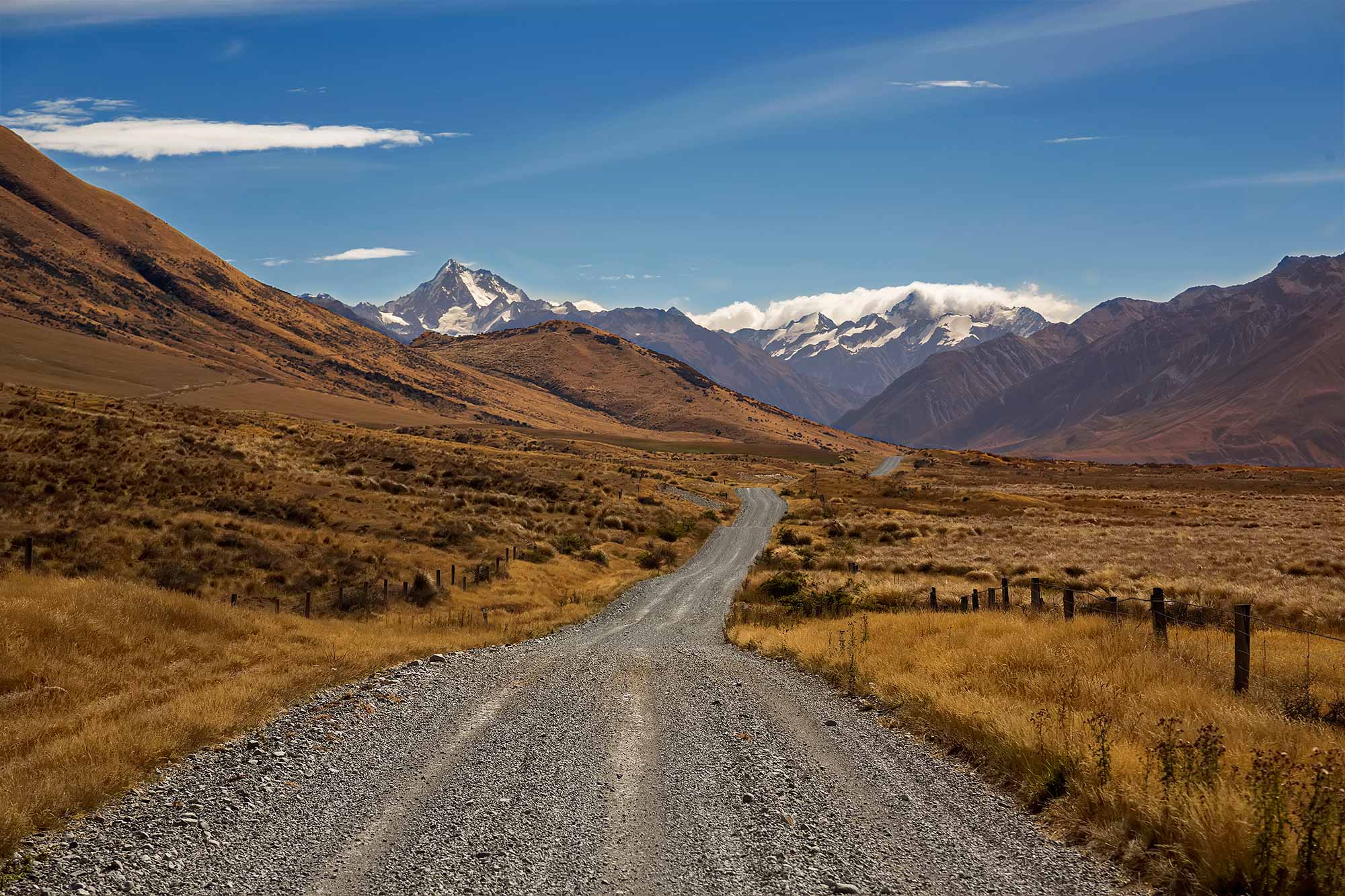 Driving along the gravel road to the Rangitata Valley will give you the chills...