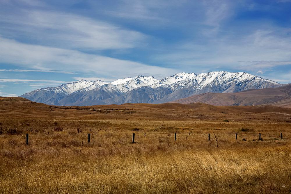 The landscape of the Rangitata Valley - aka Rohan - in Canterbury, New Zealand.