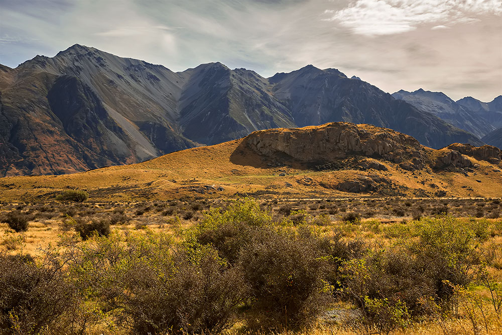 The landscape of the Rangitata Valley - aka Rohan - in Canterbury, New Zealand. 