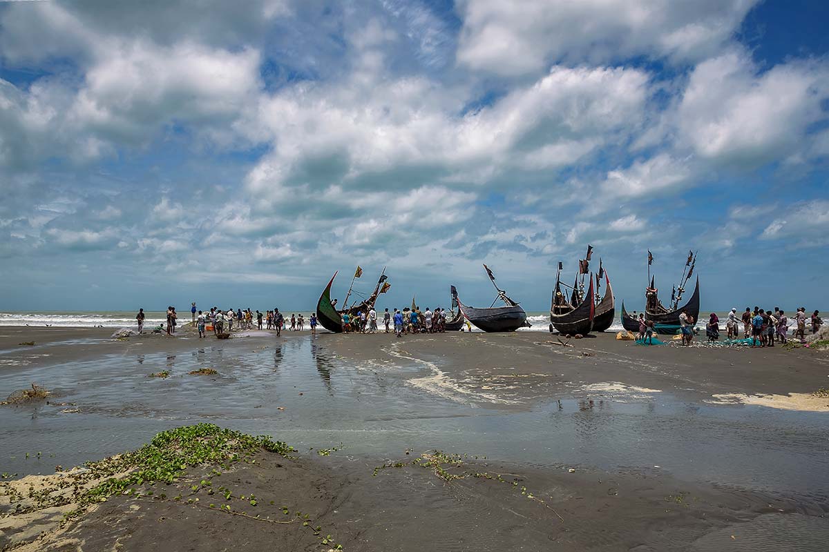 Fishing boats at Cox's Bazar in Bangladesh.