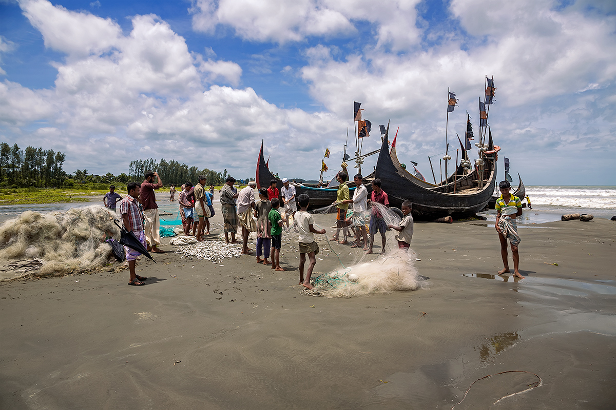 Fishing boats at Cox's Bazar in Bangladesh.