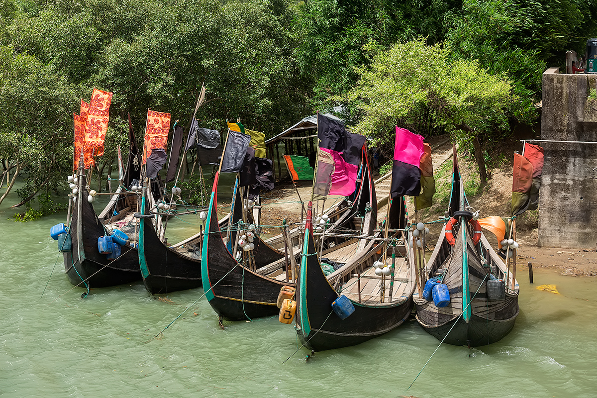 Fishing boats at Cox's Bazar in Bangladesh.