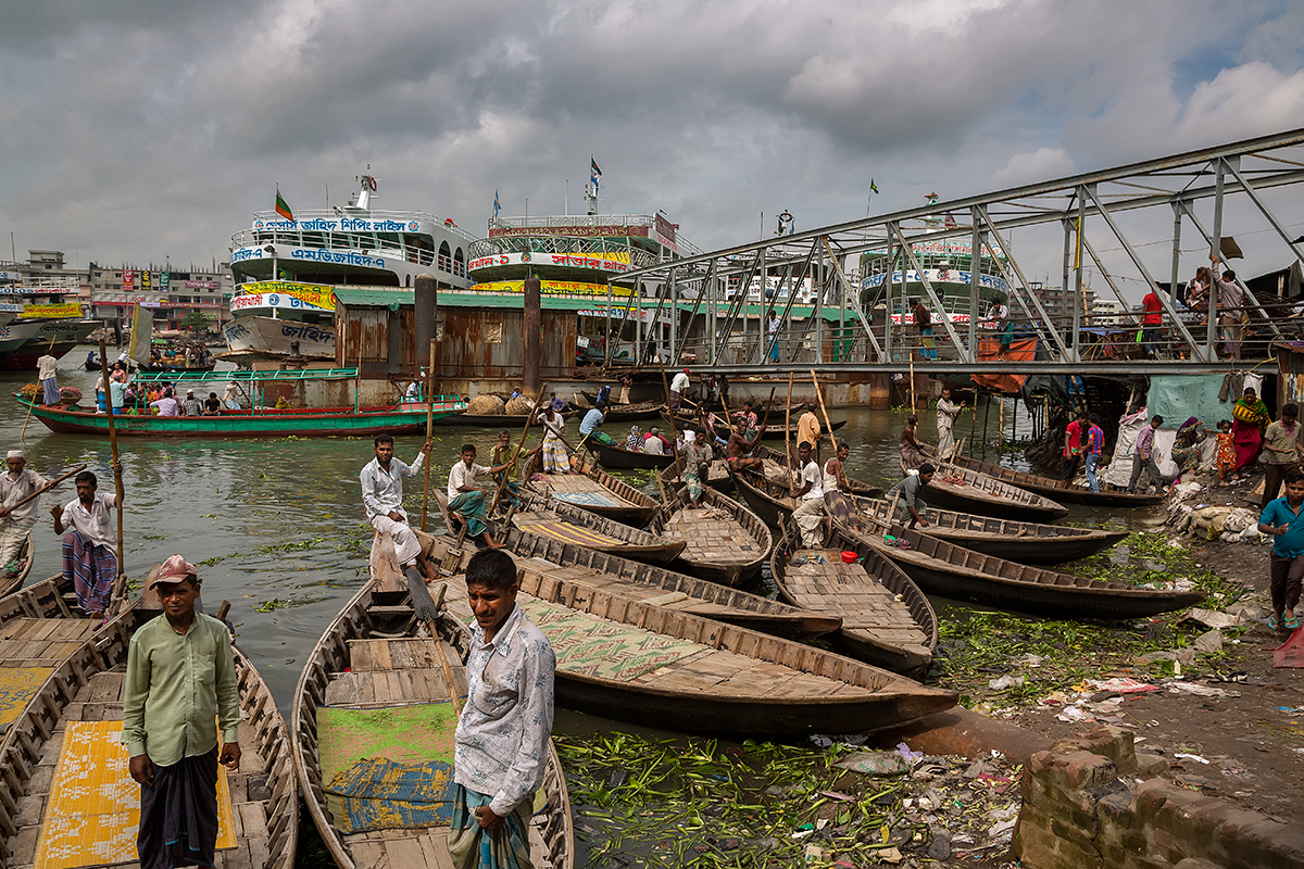 The Sampans - the small wooden boats, powered and steered by one oar - are a lifeline in Dhaka, Bangladesh.