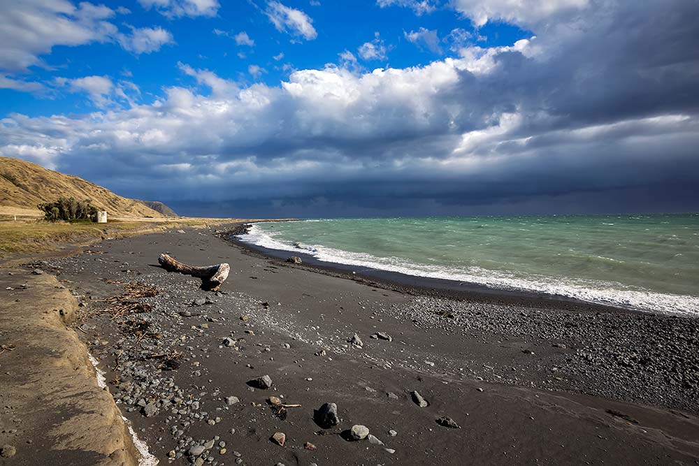 The dramatic weather scene along the coastal road on Cape Palliser was a great photo opportunity. The dramatic weather scene along the coastal road on Cape Palliser was a great photo opportunity.