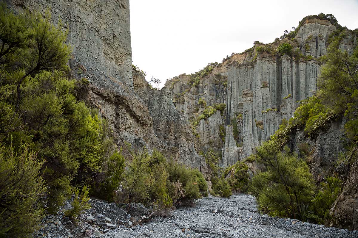 The Putangirua Pinnacles in New Zealand.