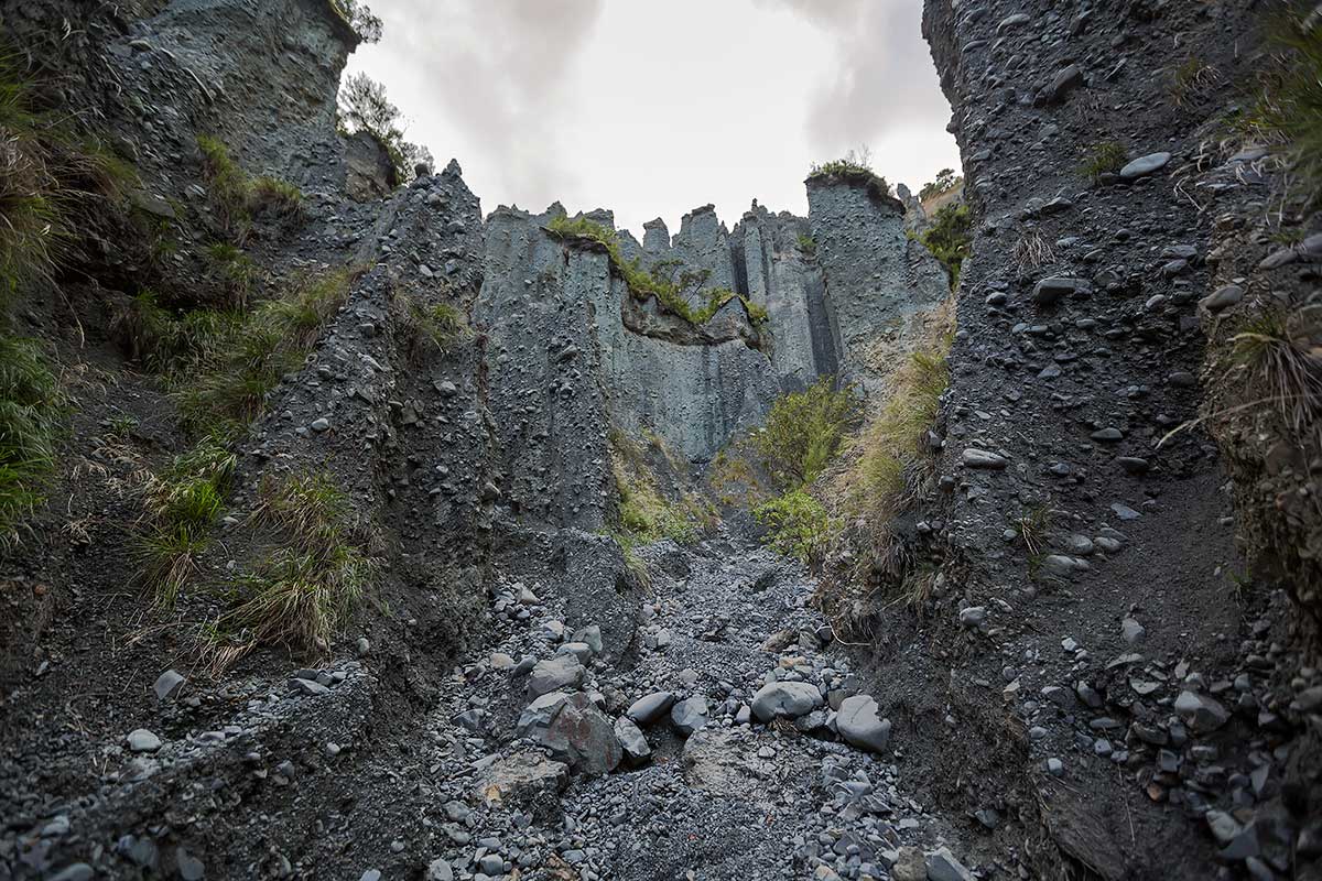 Putangirua Pinnacles in New Zealand.