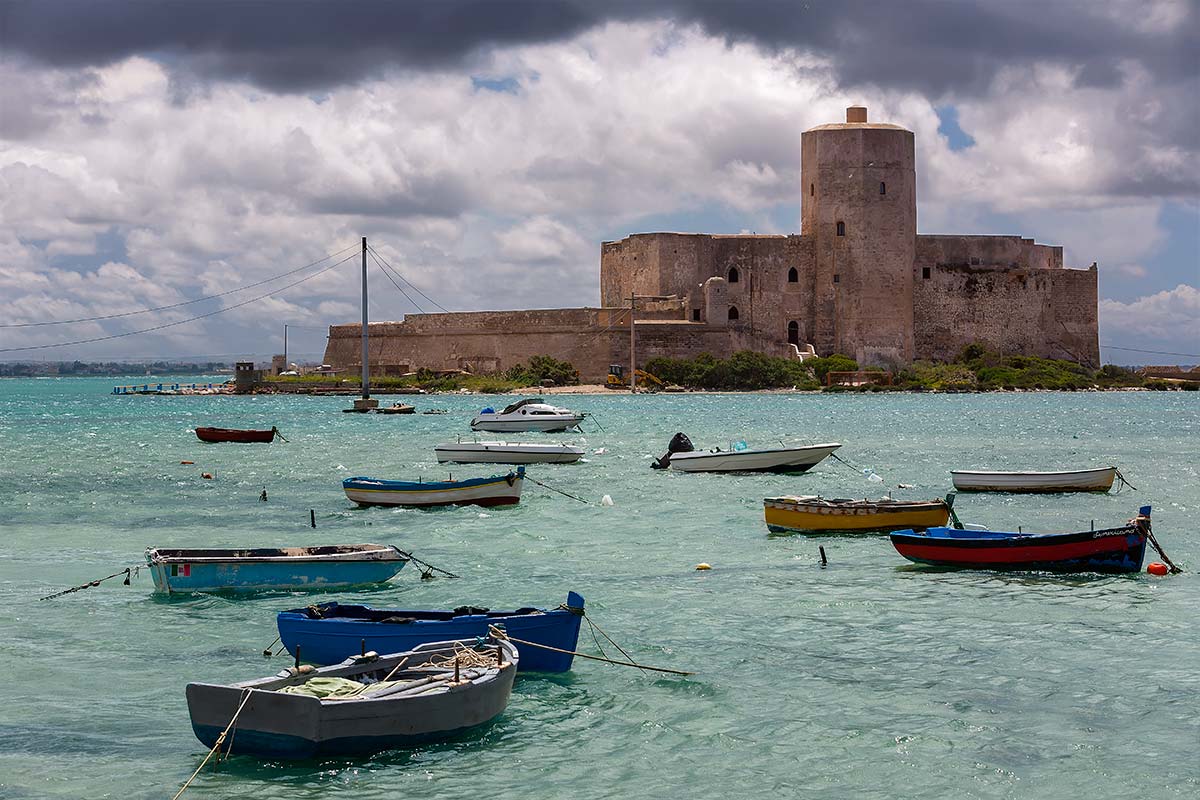 Castle Castello della Colombaia in Trapani, Sicily. When walking along the Admiral Stati in Trapani, you will notice the ancient castel "Castello della Colombaia". Hannibals father, built the tower around 260 B.C. called "Peliade" at the same spot where the castle lies today.