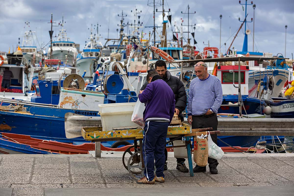 trapani-sicily-harbour-fish-market-italy The fish at Trapani's fish market is as fresh as you can get it. We highly enjoyed watching the locals barter for their fish and visit with each other during this morning ritual.