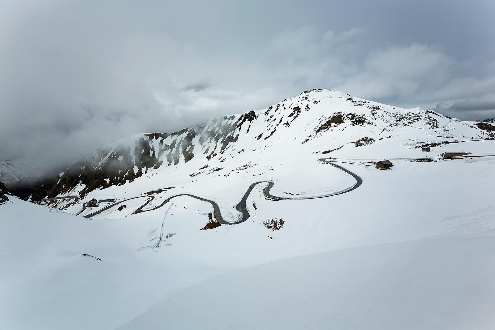 The serpentine curves make the Grossglockner High Alpine Road a popular destination for motor bikers.