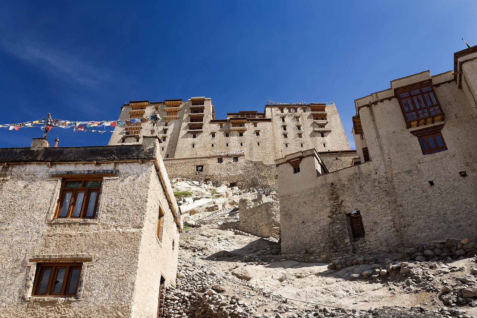 Leh Palace is the city's dominant structure and architectural icon.