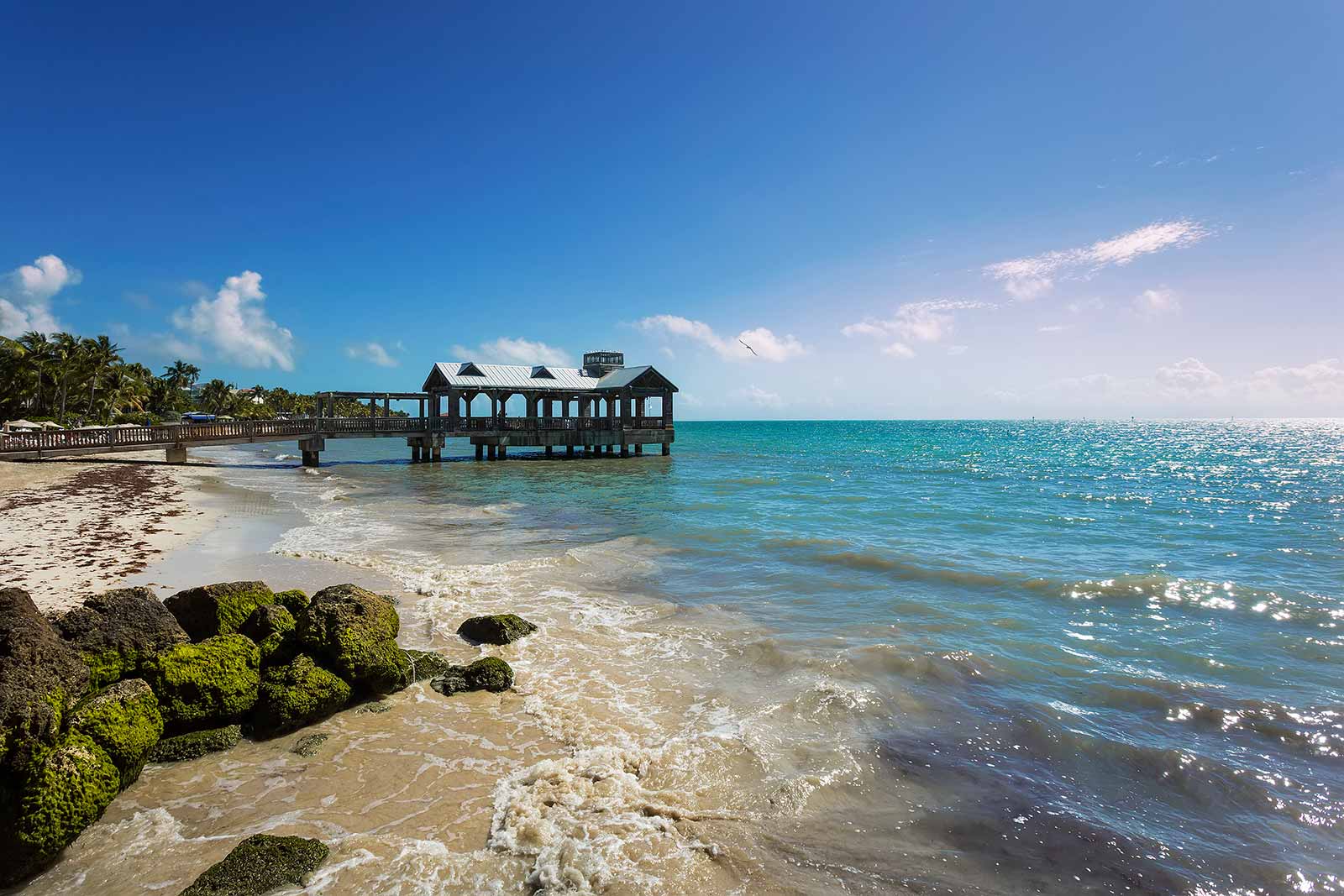 Beautiful beaches are a rare sight in Key West, but you'll come across a couple of nice piers on the contrary.