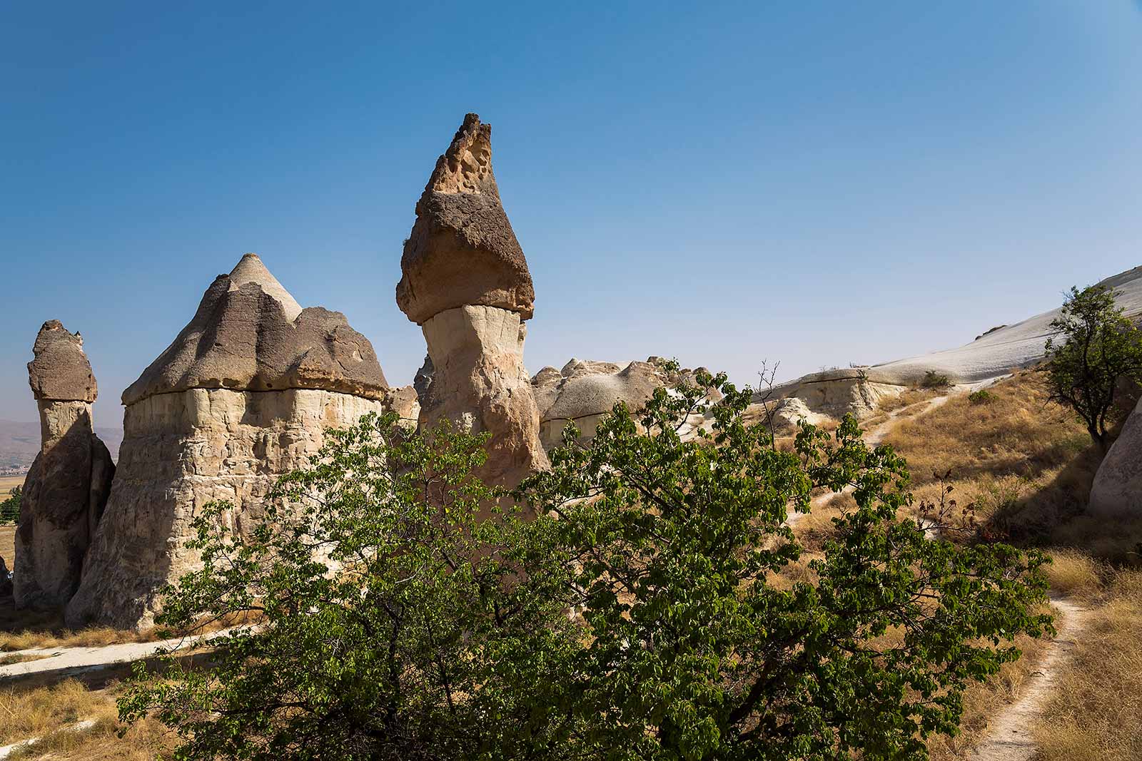 Pasabag valley contains some of the most striking fairy chimneys in Cappadocia with twin and even triple rock caps.