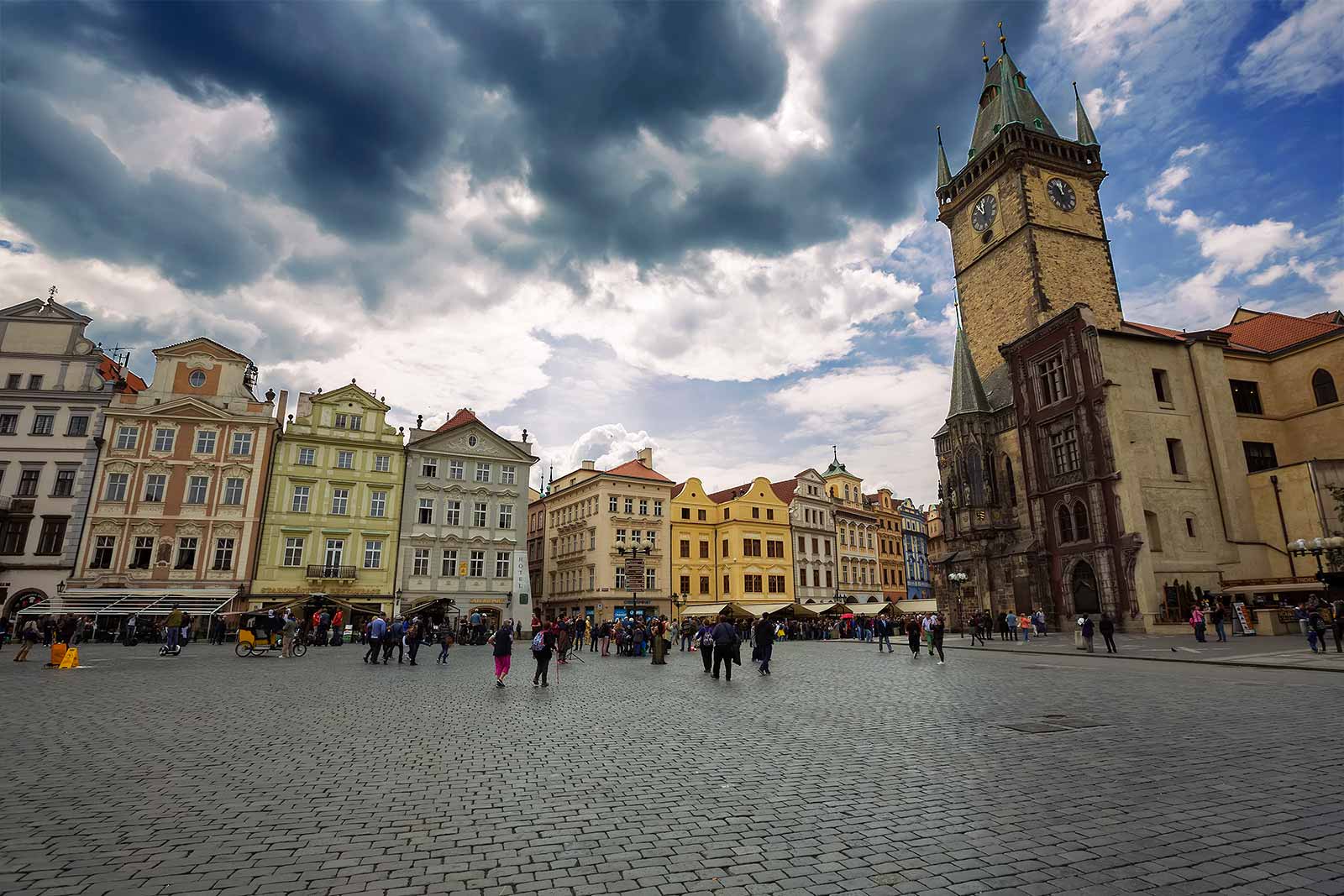 The Old Town Square in Prague is home to some of the most iconic and dramatic buildings of the city.