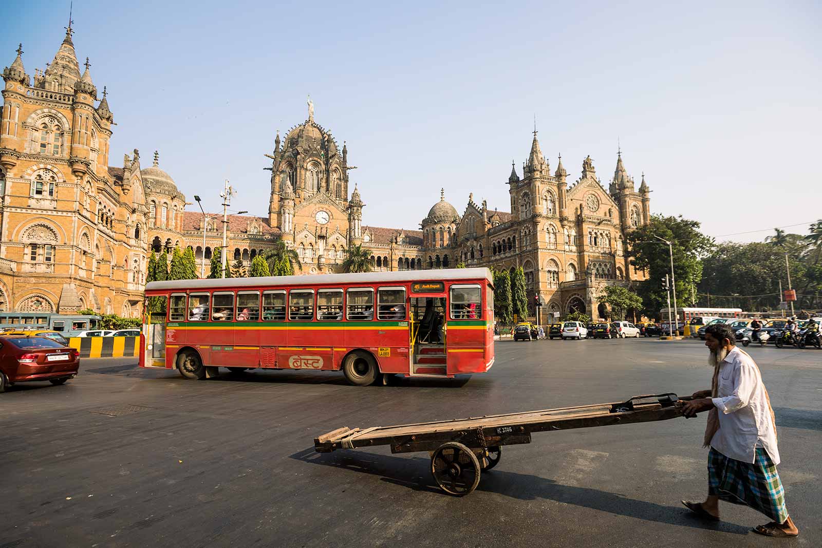 Chhatrapati Shivaji Terminus is an outstanding example of the meeting of two cultures, as British architects worked with Indian craftsmen to include Indian architectural tradition.