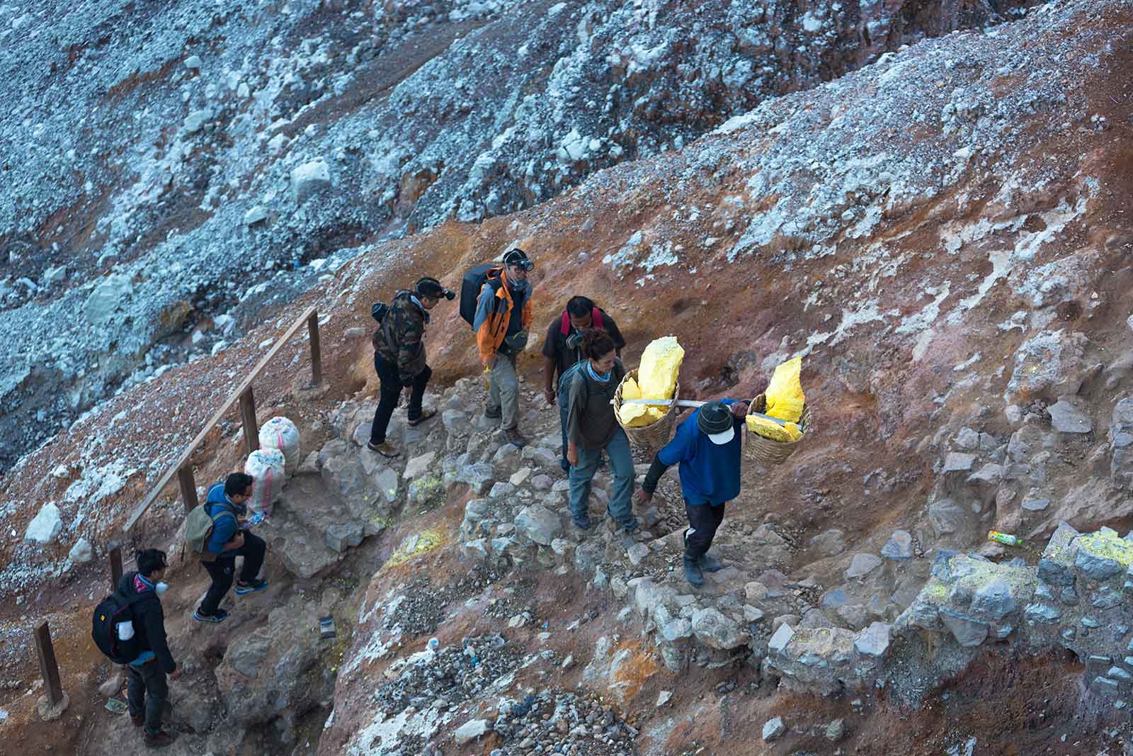 There is only one way to the crater that tourist and the workers have to share.