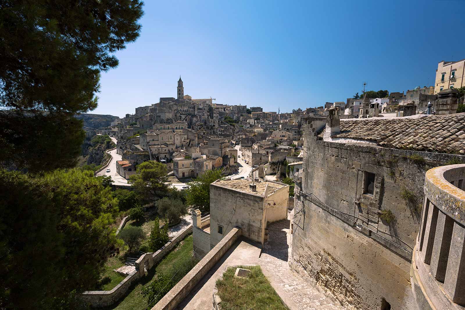 This is the view of Sassi di Matera from Church of San Agostino. It'S the most iconic image of the city.